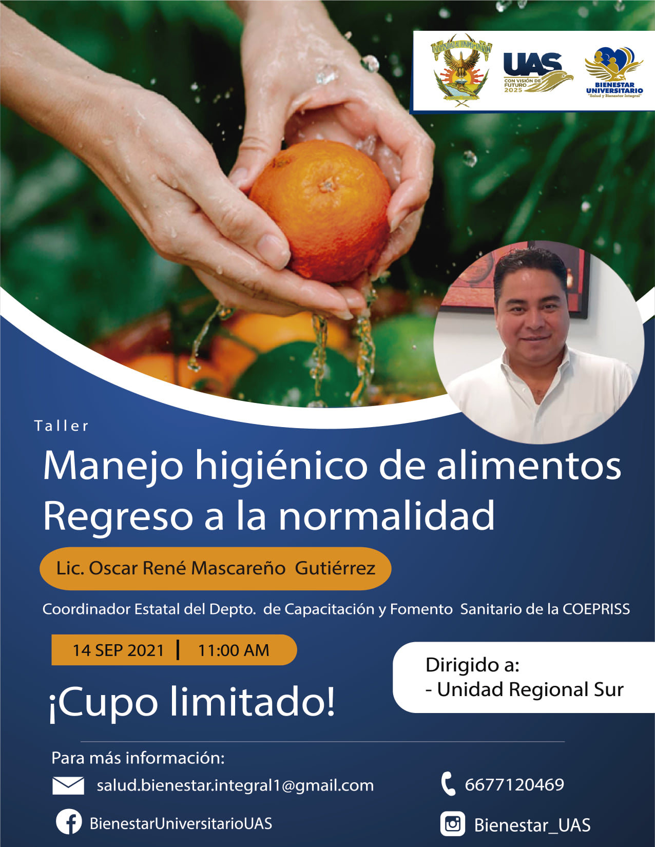 Taller “Manejo higiénico de alimentos, regreso a la normalidad (Personal UR Sur)