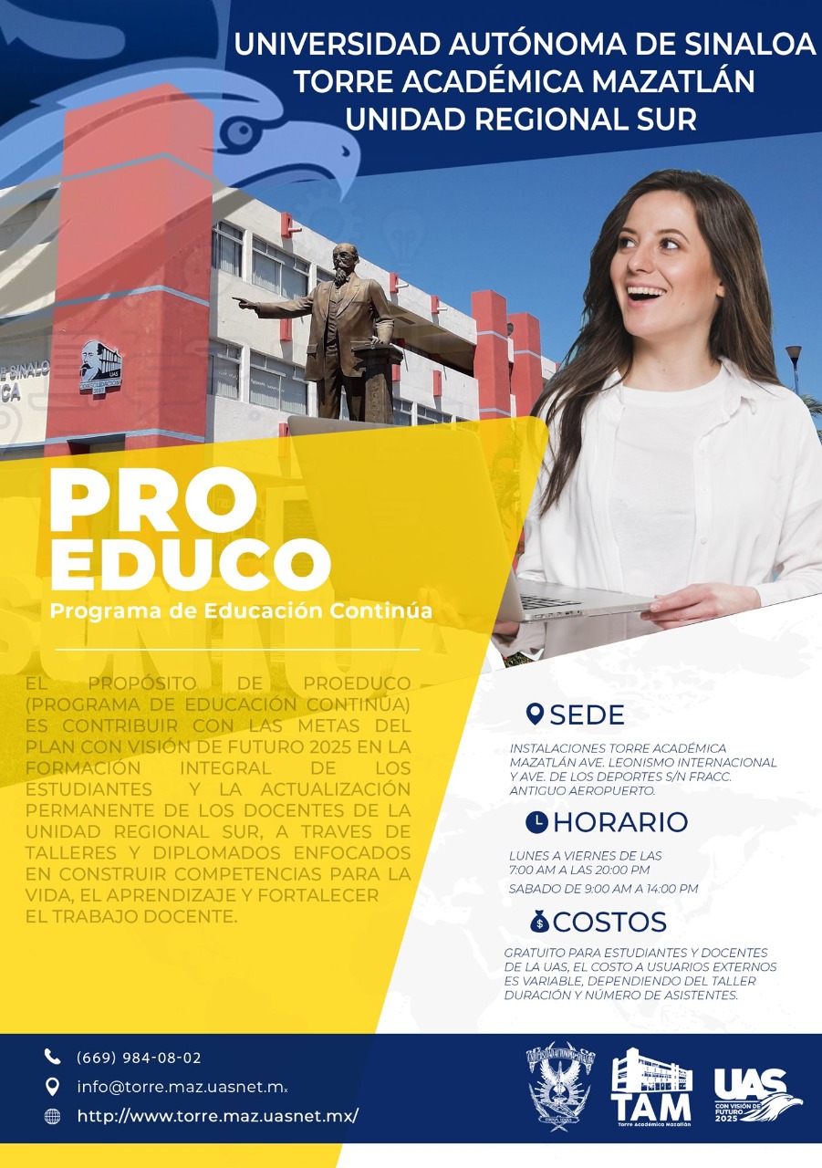 Programa de Educación Continua PROEDUCO de Torre Académica Mazatlán UAS 2021-2022