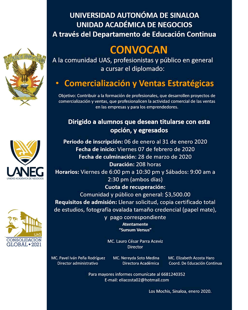 Diplomado en Comercialización y Ventas Estratégicas (3era. Edición) Diplomado en Comercialización y Ventas Estratégicas (3era. Edición)
