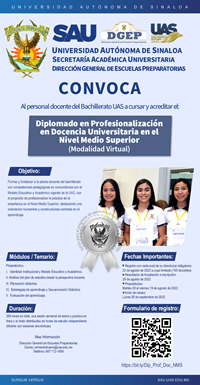 Diplomado en Profesionalización en Docencia Universitaria en el Nivel Medio Superior (Modalidad Virtual), 1era. Edición 2022