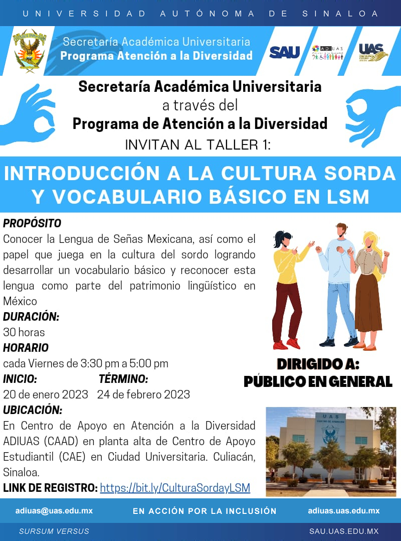 Taller: Introducción a la Cultura Sorda y Vocabulario Básico en LSM (Modalidad Escolarizada) 1era. Edición, 2023