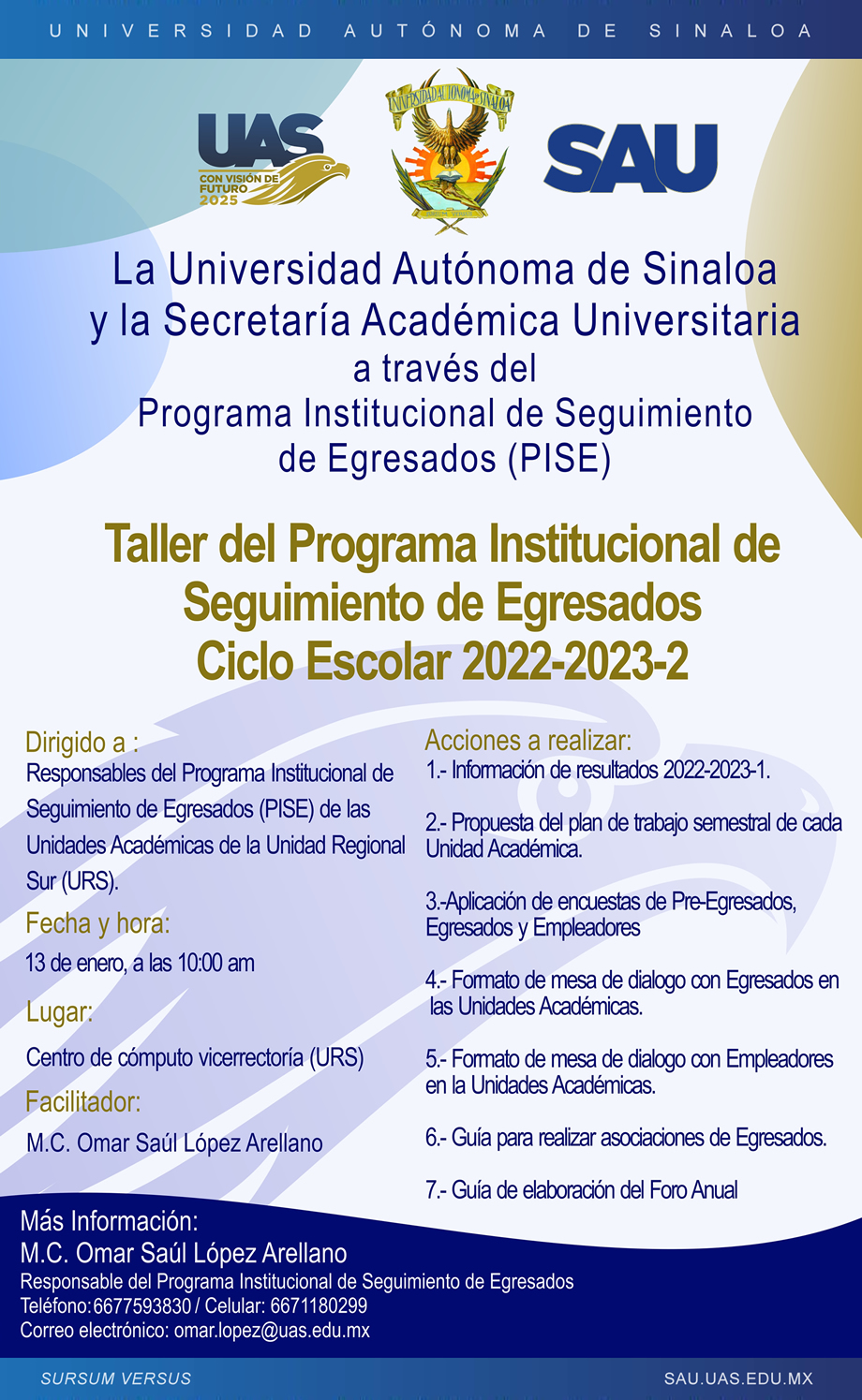 Taller del Programa Institucional de Seguimiento de Egresados, Unidad Regional Sur, Ciclo Escolar 2022-2023-2