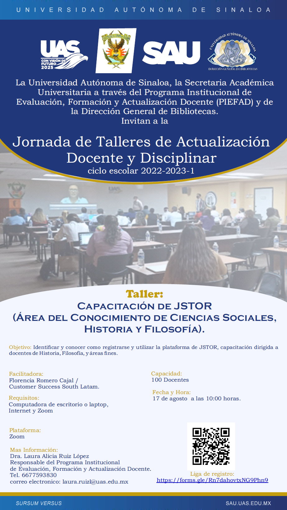 Taller: Capacitación de JSTOR (Área del Conocimiento de Ciencias Sociales, Historia y Filosofía)
