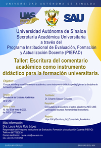 Taller: Escritura del comentario académico como instrumento didáctico para la formación universitaria 2022-2023-2